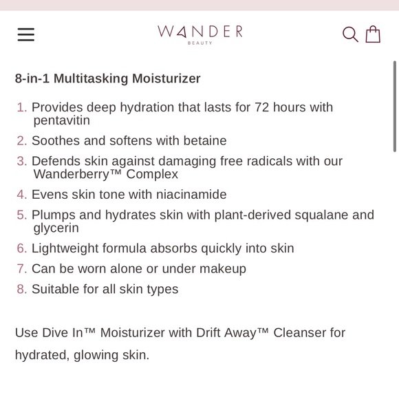 NWT 💕 Wander Beauty Dive In Moisturizer - Picture 6 of 6